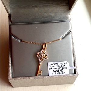 COPY - Rose Gold Diamond Clover Key Pendant